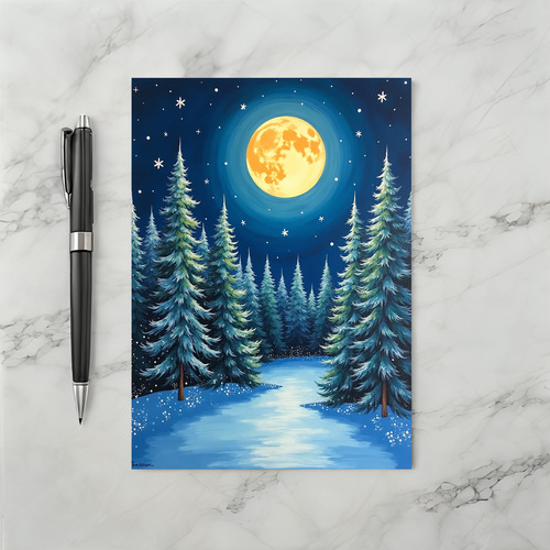 Christmas Snowy Moonlit Forest Card