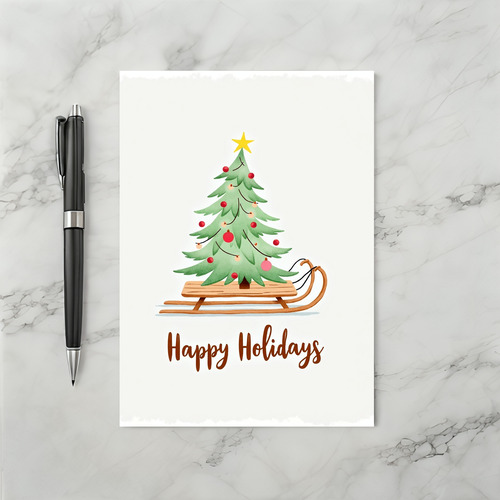 Christmas Tree on Sled Greeting Card