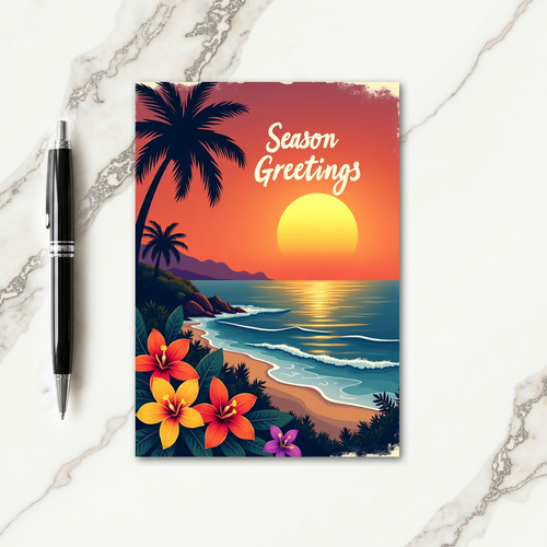 Christmas Tropical Sunset Card