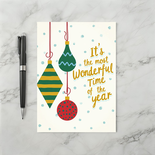 Christmas Wonderful Time Ornaments Card