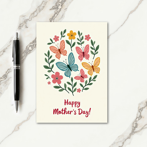 Circular Butterfly Blossom Card