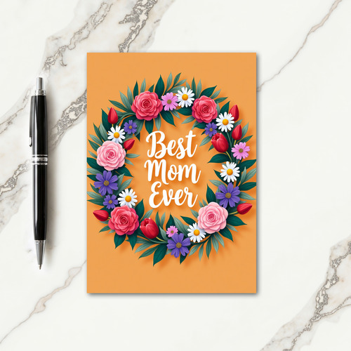 Circular Floral Best Mom Card