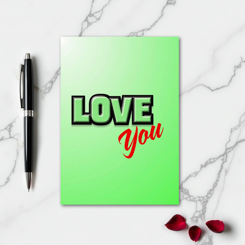 Classic 3D Love You Script Card
