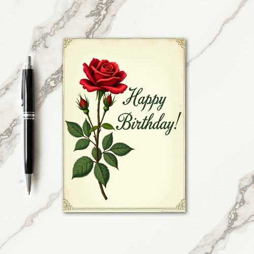 Classic Birthday Red Bloom Card