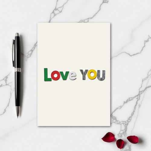 Classic Block Letters I Love You Card