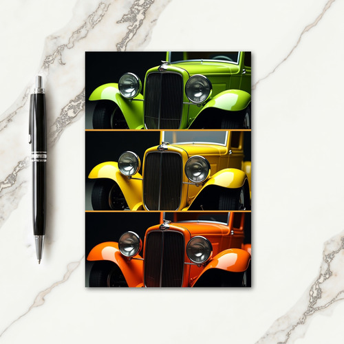 Classic Car Floral Fathers Day Card