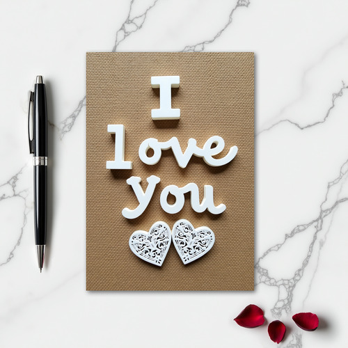 Classic Filigree Hearts Love You Card