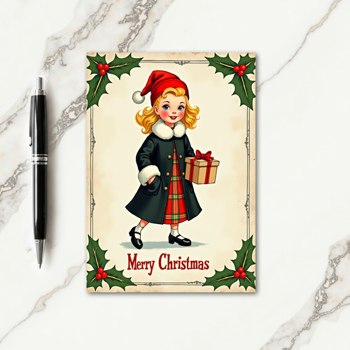 Classic Girl Christmas Card
