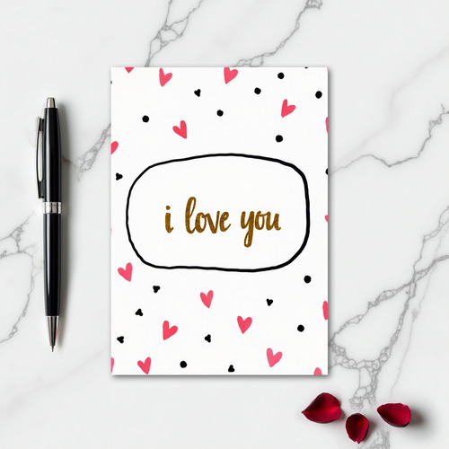 Classic I Love You Gold Glitter Card