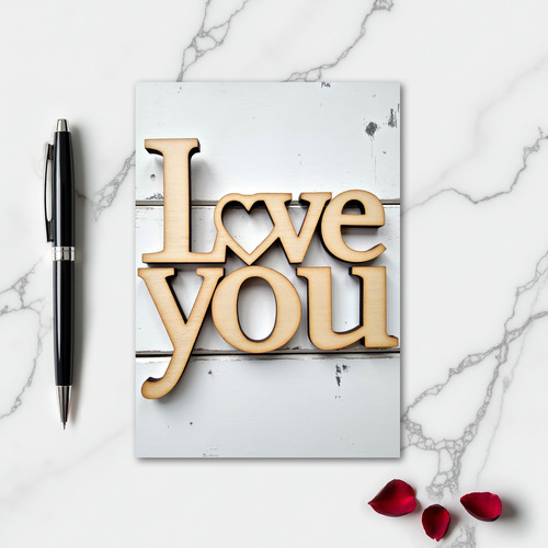 Classic I Love You Wood Card
