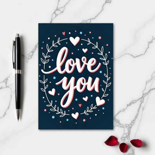 Classic Love You Foliage Hearts Card