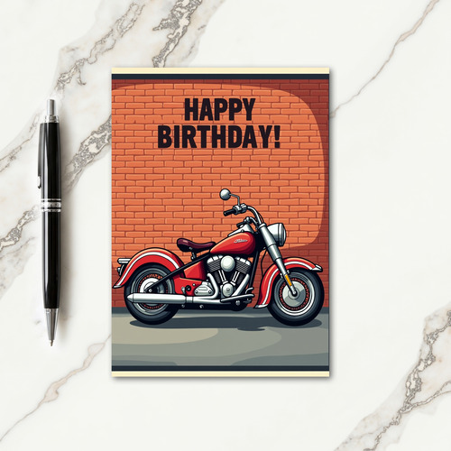 Classic Motorcycle Birthday Ride Card