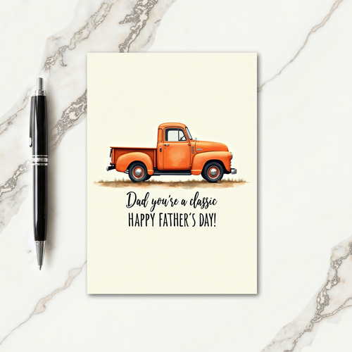 Classic Orange Truck Fathers Day Card