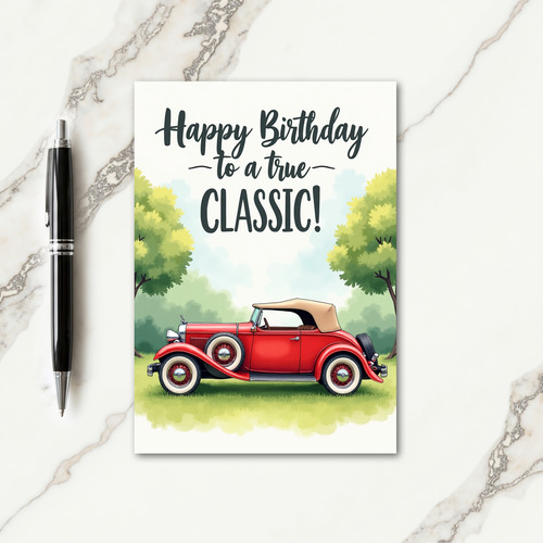 Classic Red Car Birthday Card