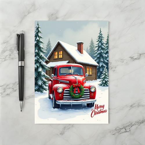 Classic Red Truck Christmas Card