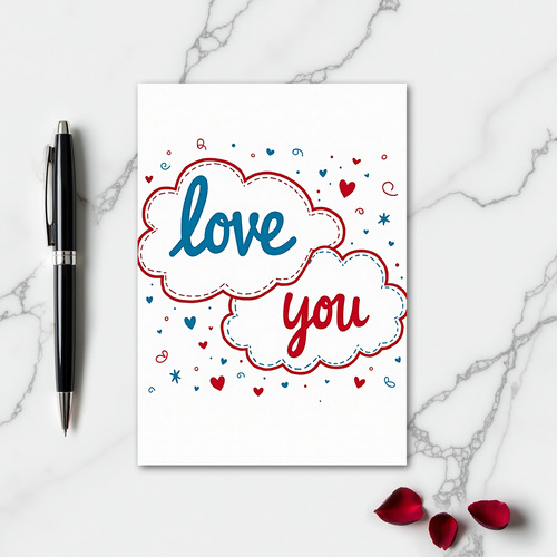 Classic Stitched Love You Card
