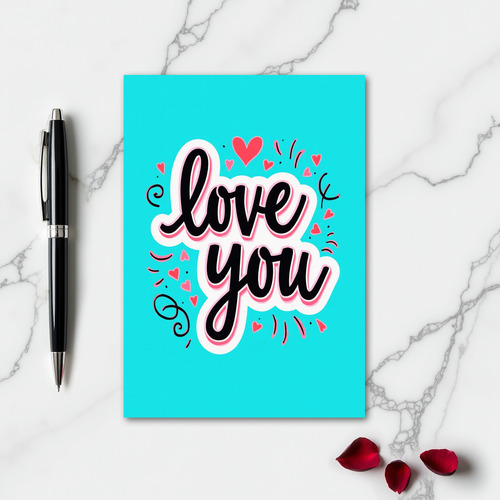Clean Minimalist Love You Hearts Card
