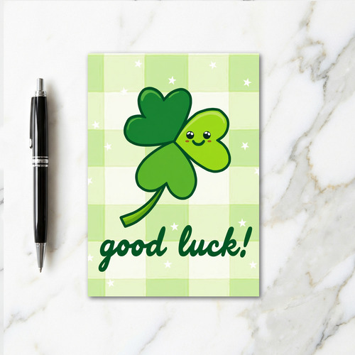 Clover Gingham Good Luck Card