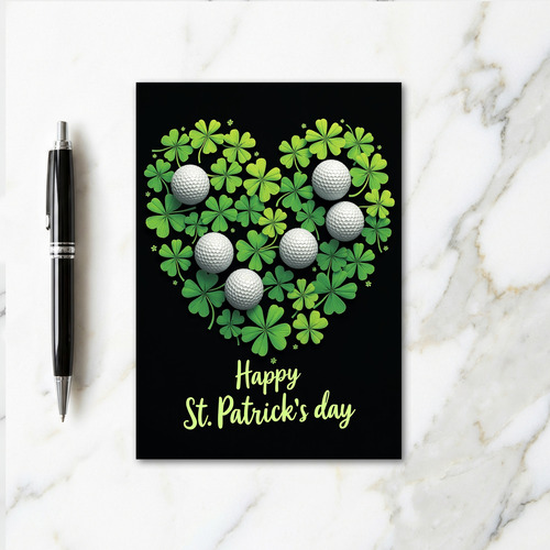 Clover Heart Golf Balls Day Card