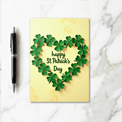 Clover Heart Pattern St Patricks Card