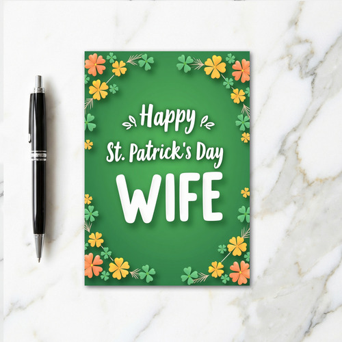 Clover Pattern Wife St Patricks Card