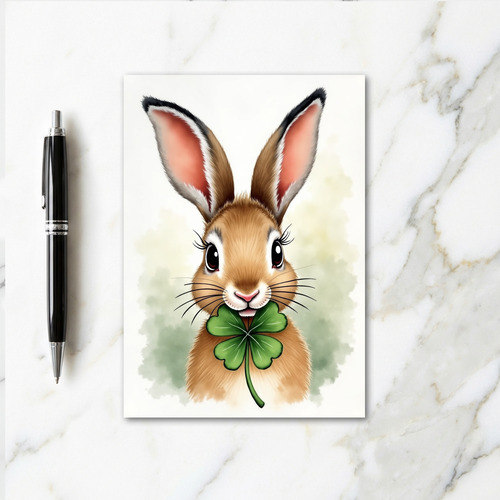 Clover Rabbit Portrait Art Card