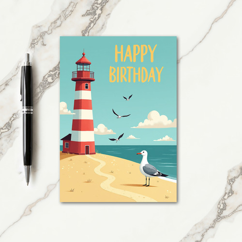 Coastal Birthday Beacon Card