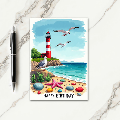Coastal Birthday Lighthouse Card