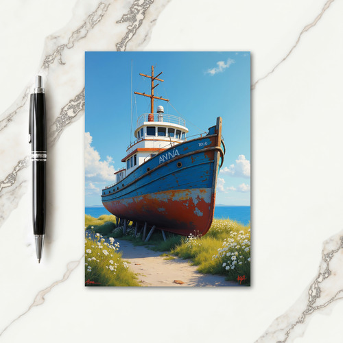 Coastal Boat Fathers Day Card