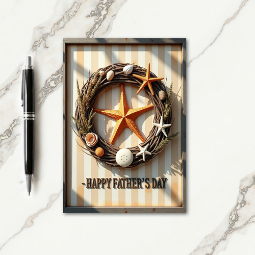 Coastal Fathers Day Wreath Card