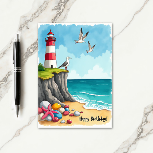 Coastal Lighthouse Birthday Card