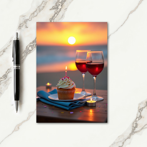 Coastal Sunset Birthday Wish Card