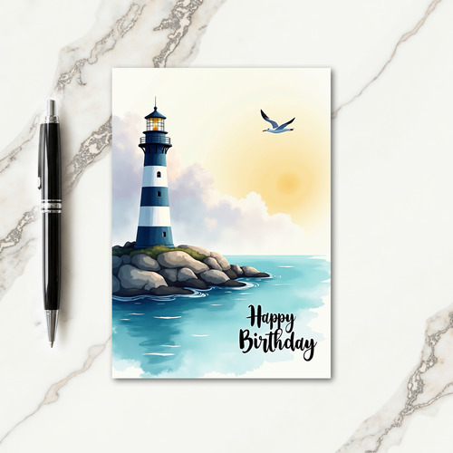 Coastal Tower Birthday Card