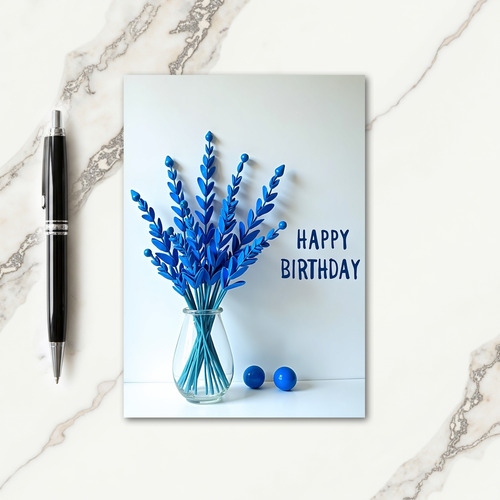 Cobalt Bouquet Birthday Card