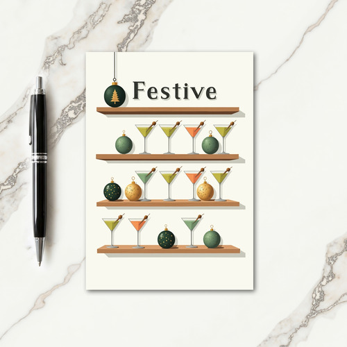 Cocktail Shelf Christmas Card