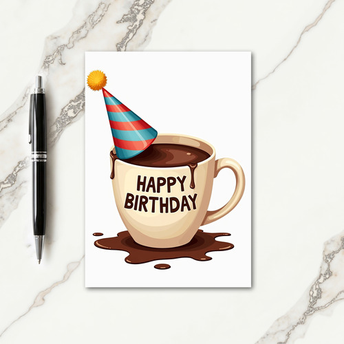 Cocoa Party Hat Birthday Card