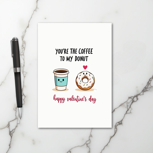 Coffee Donut Lovers Valentine Card