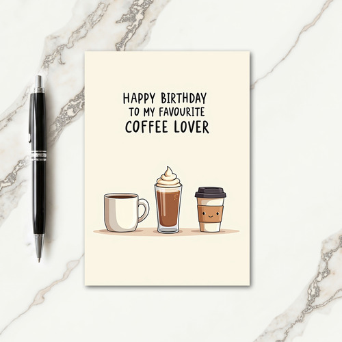 Coffee Lover Birthday Illustration Card