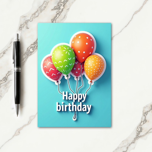 Colorful Balloons Birthday Card