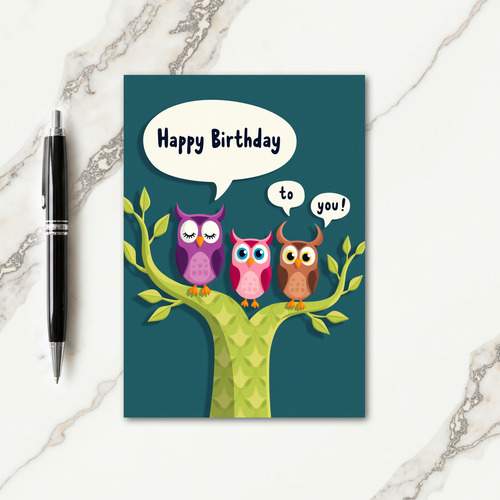 Colorful Bird Trio Birthday Card