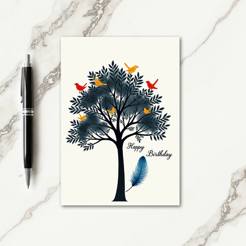 Colorful Birds Birthday Card