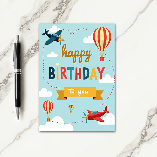 Colorful Birthday Airship Card