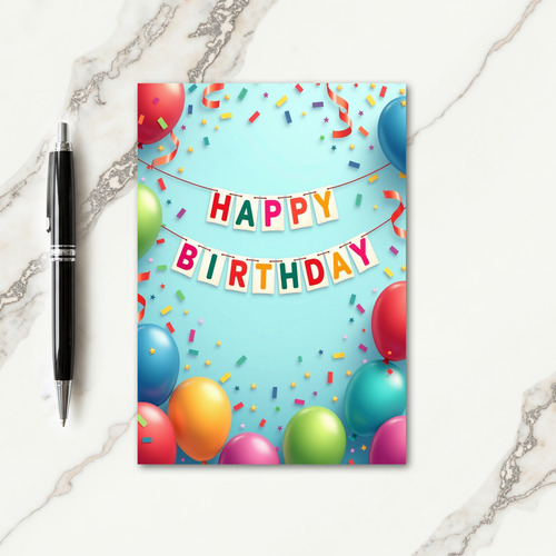 Colorful Birthday Balloons Card