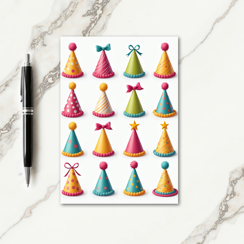 Colorful Birthday Hats Card