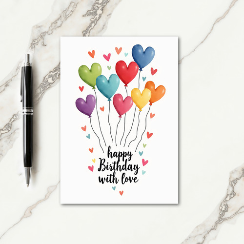 Colorful Birthday Hearts Card