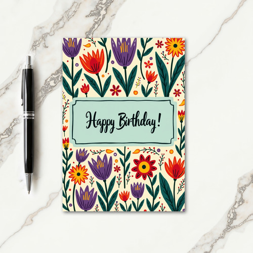 Colorful Blossoms Birthday Card