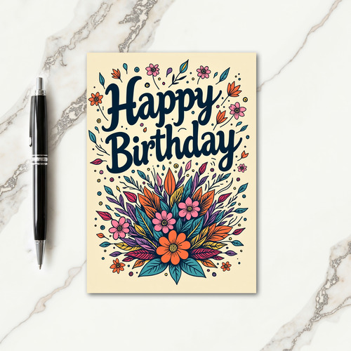 Colorful Botanical Birthday Card