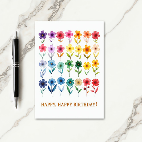 Colorful Botanical Grid Card