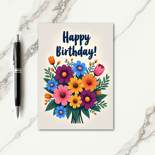 Colorful Bouquet Birthday Card