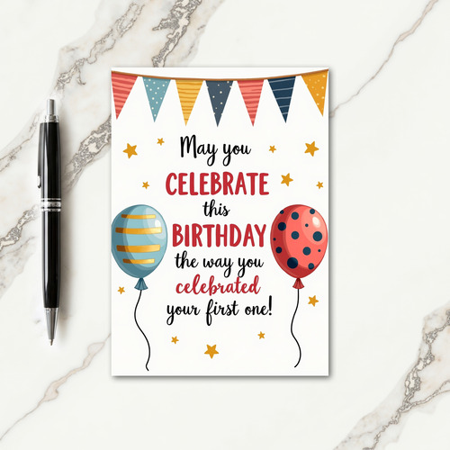 Colorful Bunting Birthday Card